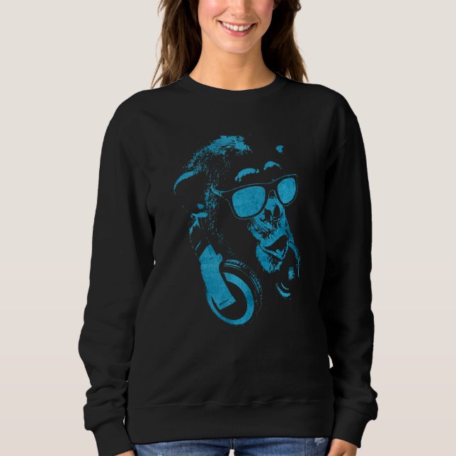 Apa med solglasögon och hörlurar   t shirt (Framsida)