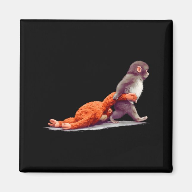 Apa monkey baby grafisk liten stans stor kärlek  magnet (Framsidan)