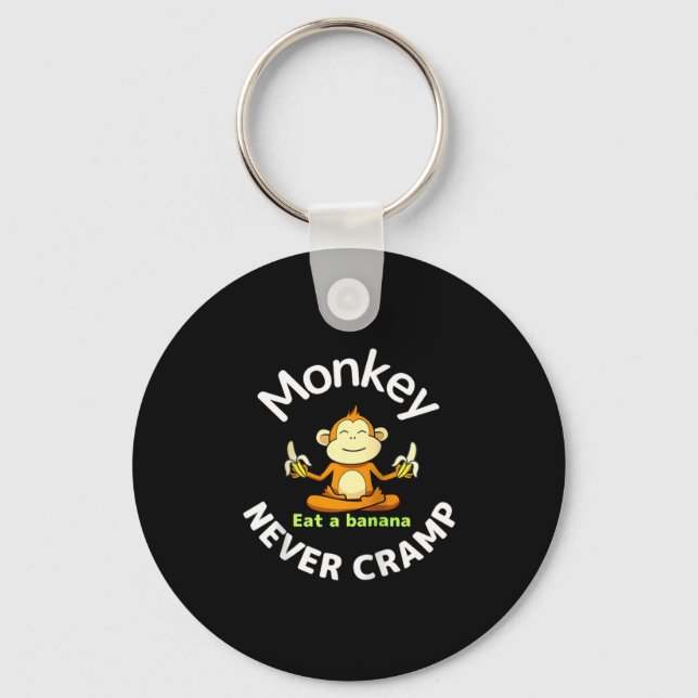Apa Monkey Kramp Aldrig Äter En Banana Raglan Base Nyckelring (Framsida)