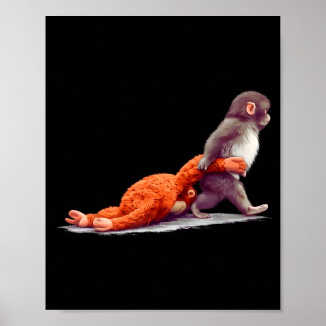 Apa monkey punch baby grafisk liten punch stor kär poster (Framsidan)