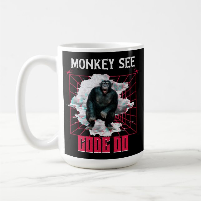 Apa Monkey Se Kod Gör Webb Utvecklare Humor Kaffemugg (Vänster)
