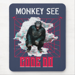 Apa Monkey Se Kod Gör Webb Utvecklare Humor Musmatta