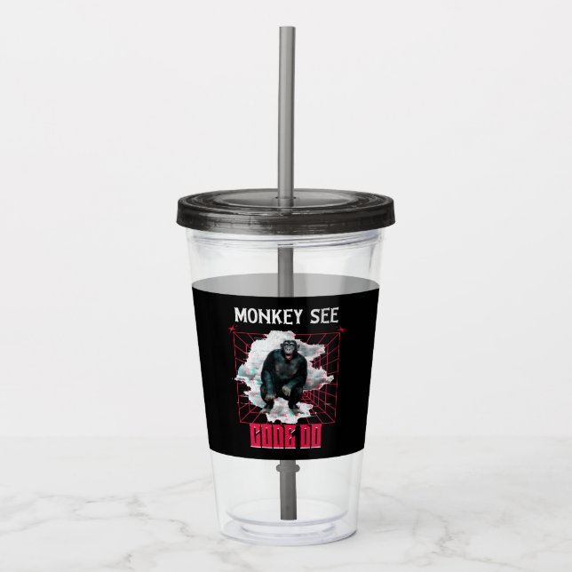 Apa Monkey Se Kod Gör Webb Utvecklare Humor Take Away Mugg (Framsida)