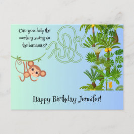 Apa och bananer labyrint födelsedag vykort