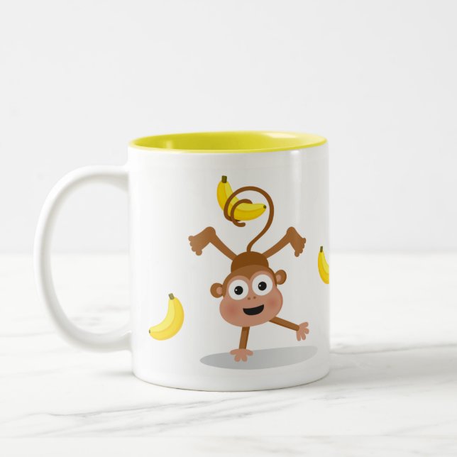 Apa och bananer Två-Tonad mugg (Vänster)