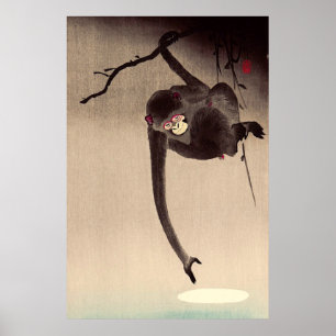 Apa och måne Ohara Koson Tidigt 1900-tal Poster
