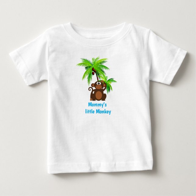 Apa och palmerträd zoo-djur t shirt (Framsida)