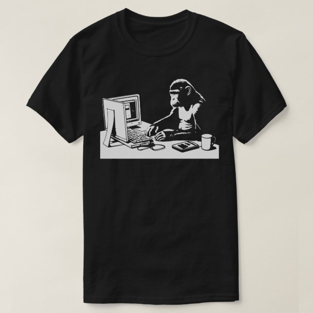 apa på datorn t shirt (Design framsida)