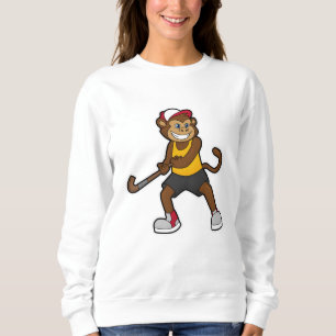 Apa på hockey med hockeyklubba t shirt
