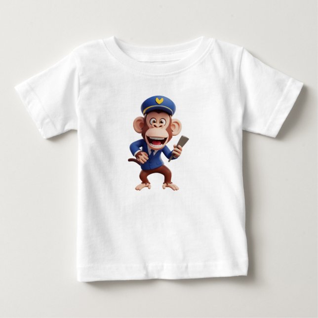 Apa-pilotkaraktär i blå kaptensuniform t shirt (Framsida)