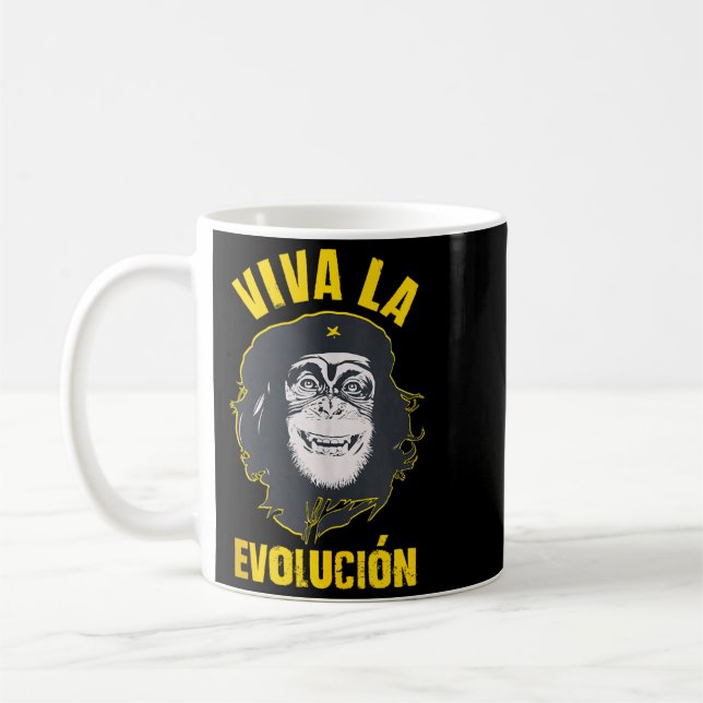 Apa Schimpans Viva La Evolution Revolution Kul Kaffemugg (Vänster)