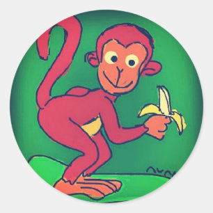 Apa som äter bananen runt klistermärke