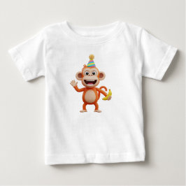 Apa som bär festhatt och håller en banan t shirt