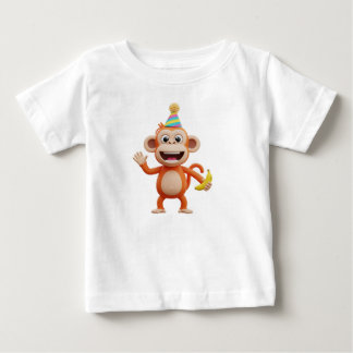 Apa som bär festhatt och håller en banan t shirt
