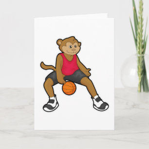 Apa som basketbollspelare med basketboll kort
