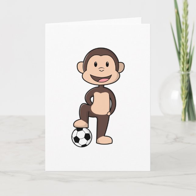 Apa som fotbollsspelare med fotboll kort (Framsida)