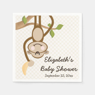 Apa som hänger från träd med bananbaby shower pappersservett