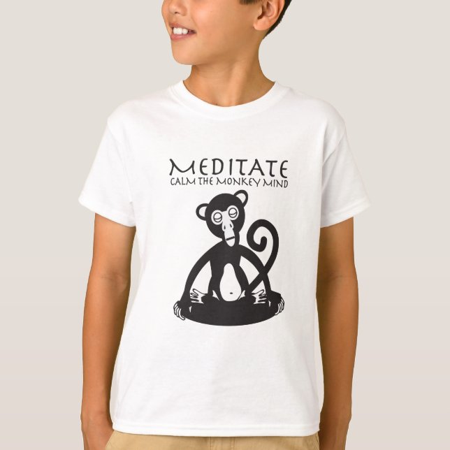 Apa som mediterar yoga tee shirt (Framsida)