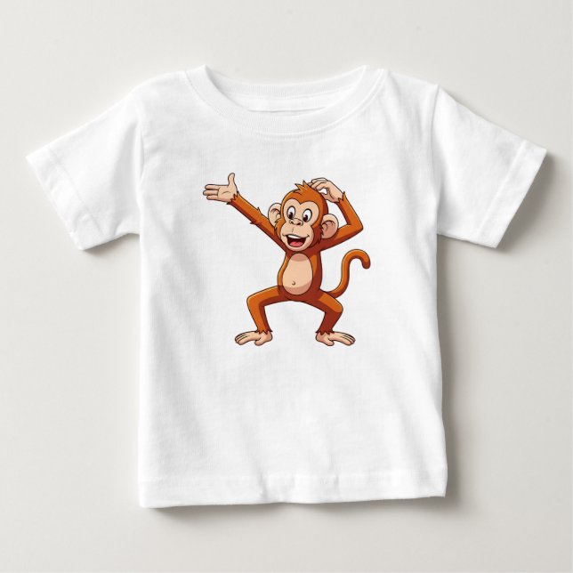 Apa som presenterar och kliar sig i huvudet t shirt (Framsida)