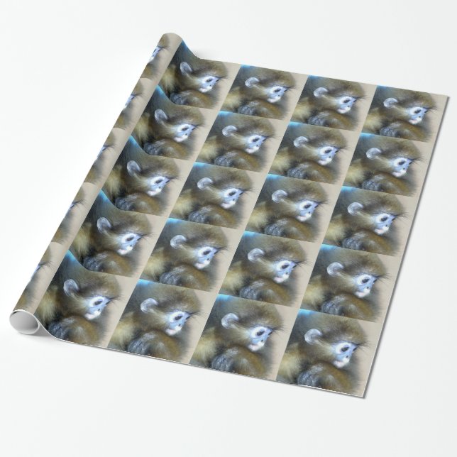 Apa som slår in papper presentpapper (Utrullad)