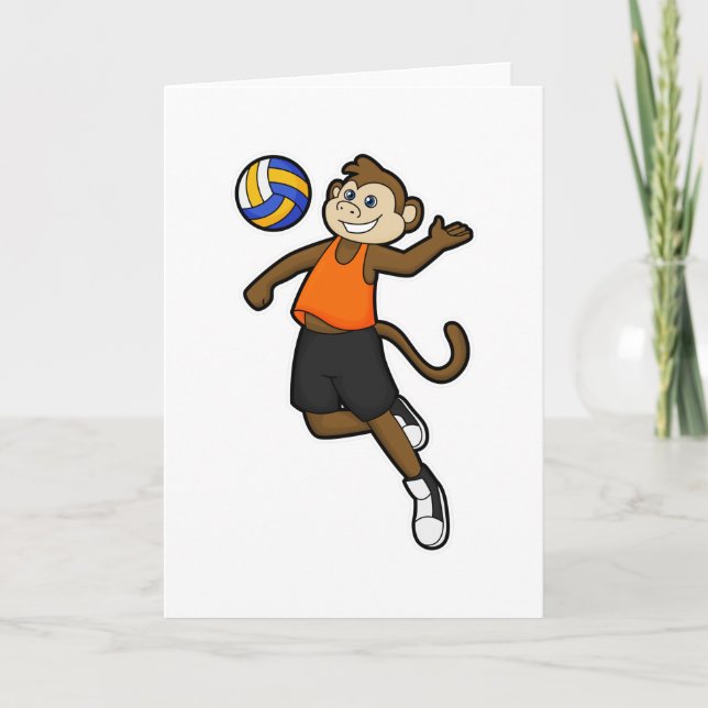 Apa som spelar volleyboll med volleyboll kort (Framsida)