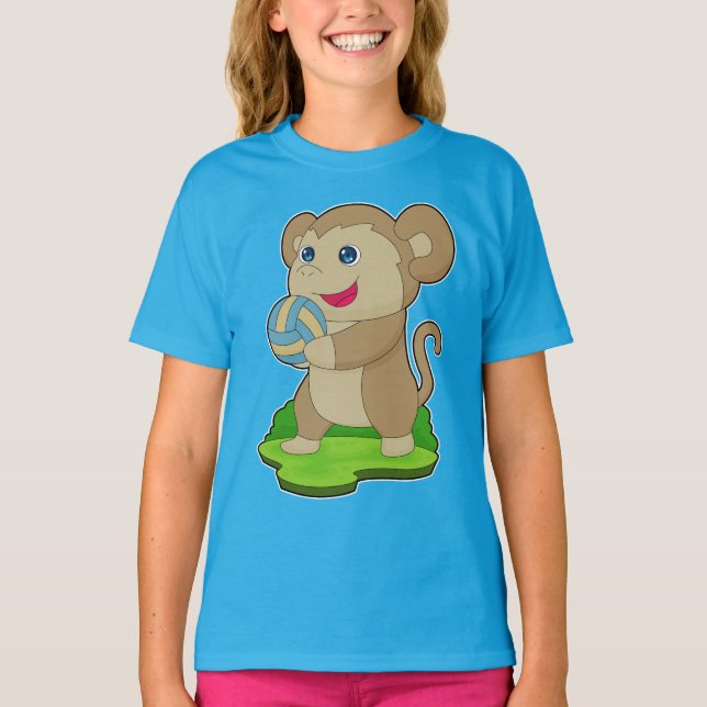 Apa som spelar volleyboll Volleyboll T Shirt (Framsida)