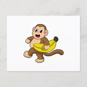 Apa som springer med banan vykort