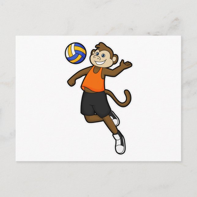 Apa som volleybollspelare med volleyboll vykort (Framsida)