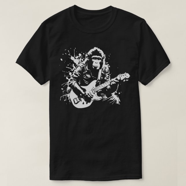 apa spelar gitarr t shirt (Design framsida)