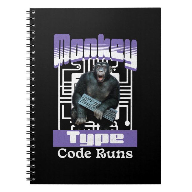 Apa typande kod kör programmerarhumor anteckningsbok (Framsidan)