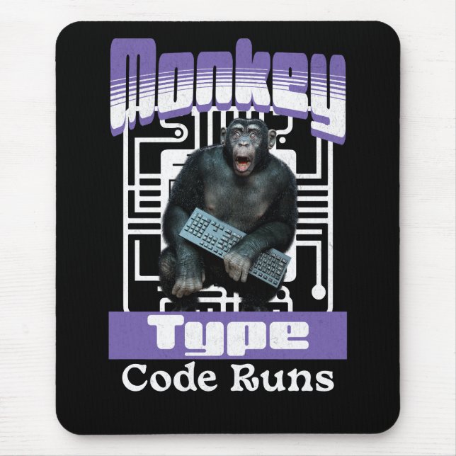 Apa typande kod kör programmerarhumor musmatta (Framsidan)