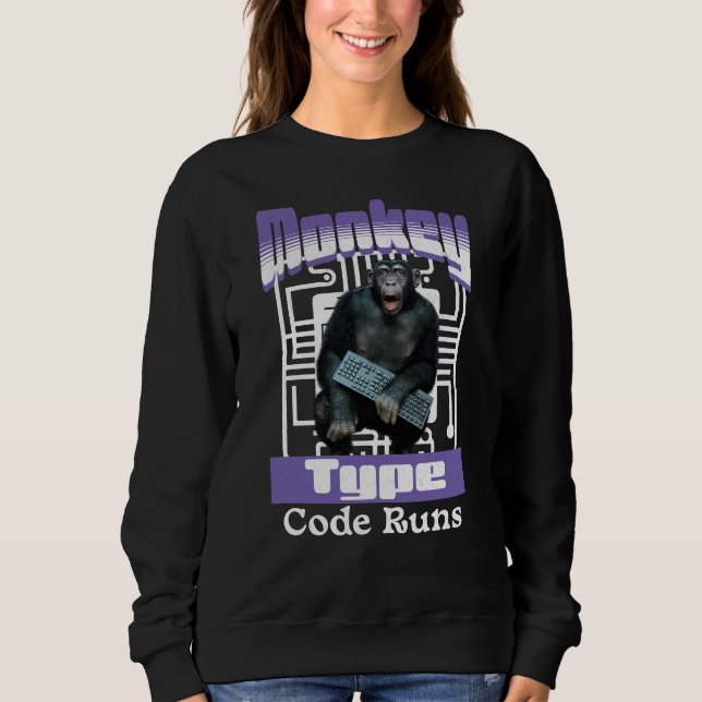 Apa typande kod kör programmerarhumor t shirt (Framsida)