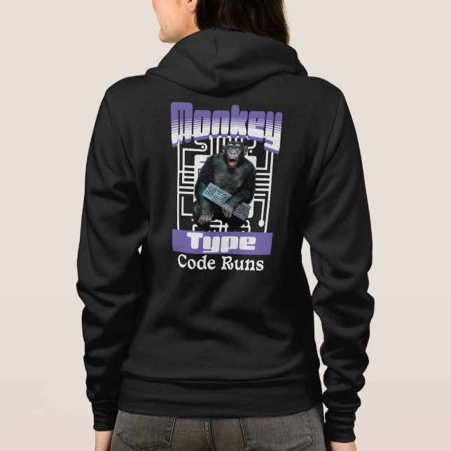 Apa typande kod kör programmerarhumor t shirt (Baksida)