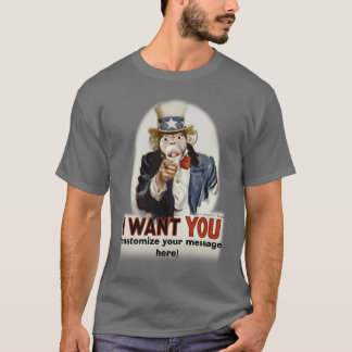 Apa Uncle Sam, (skräddarsy ditt meddelande här), Tee Shirt