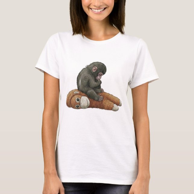 Apaå Monkey Punch, Baby Monkey Orangutangen kramar T Shirt (Framsida)