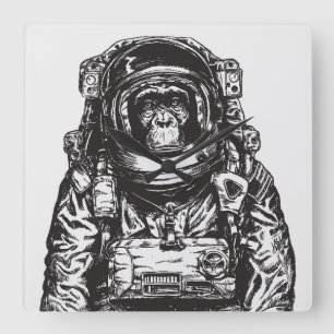 Apaastronaut Fyrkantig Klocka