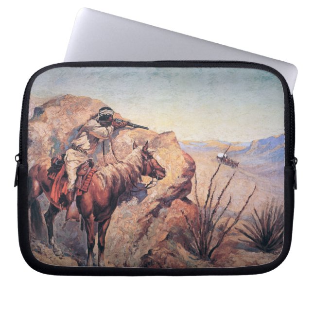 Apache bakhåll (olja på kanfas) laptop sleeve (Framsidan)