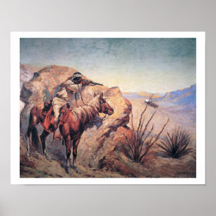 Apache bakhåll (olja på kanfas) poster