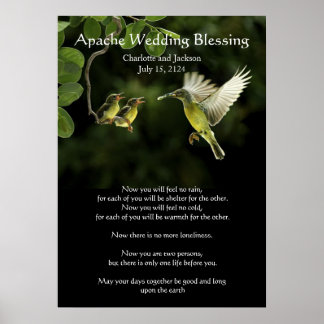 Apache Bröllop Blating Hummingbird matande spädbar Poster
