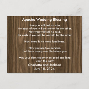 Apache Bröllop Blating Mörk Wood Grain Vykort