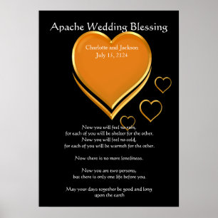 Apache Bröllop Blessing Guld Hearts Poster