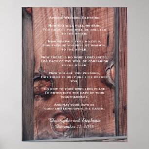 Apache Bröllop Blessing Rustic Red Barn, Namn Poster