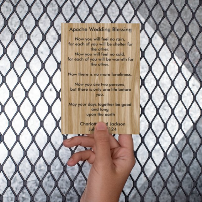 Apache Bröllop Blessing Wood Grain Hälsningskort (Skapare uppladdad)