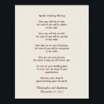 Apache Bröllop Bluting Poster 11 x 14 tum Rustic<br><div class="desc">Denna vackra apache-välsignelse från bröllop, som börjar med "nu kommer du inte att känna något regn ... ", görs till en rolig 11 x 14-tums poster, med en neutralt blekt, vit fingerad, räfflad, texturerad bakgrund för att gå med vilken dekoration som helst. Det finns exempeltext på grund för att du...</div>