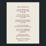 Apache Bröllop Bluting Poster 11 x 14 tum Rustic<br><div class="desc">Denna vackra apache-välsignelse från bröllop, som börjar med "nu kommer du inte att känna något regn ... ", görs till en rolig 11 x 14-tums poster, med en neutralt blekt, vit fingerad, räfflad, texturerad bakgrund för att gå med vilken dekoration som helst. Det finns exempeltext på grund för att du...</div>