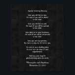Apache Bröllop Bluting Poster 11 x 14 tum Rustic<br><div class="desc">Denna vackra apache-välsignelse från bröllop, som börjar med "nu kommer du inte att känna något regn ... ", förvandlas till en rustik 11 x 14"-poster, med ett vitt brev på en tryckt svart plank som ska gå med vilken dekoration som helst. Det finns exempeltext på grund för att du enkelt...</div>