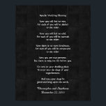 Apache Bröllop Bluting Poster 11 x 14 tum Rustic<br><div class="desc">Denna vackra apache-välsignelse från bröllop, som börjar med "nu kommer du inte att känna något regn ... ", förvandlas till en rustik 11 x 14"-poster, med ett vitt brev på en tryckt svart plank som ska gå med vilken dekoration som helst. Det finns exempeltext på grund för att du enkelt...</div>