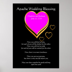 Apache Bröllop Bluting Rosa Hearts Poster