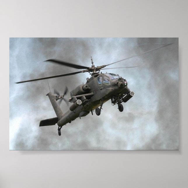 Apache Helicopter i röken Poster (Framsidan)