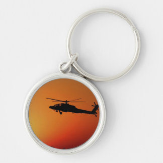 Apache helikopter Keychain Rund Silverfärgad Nyckelring